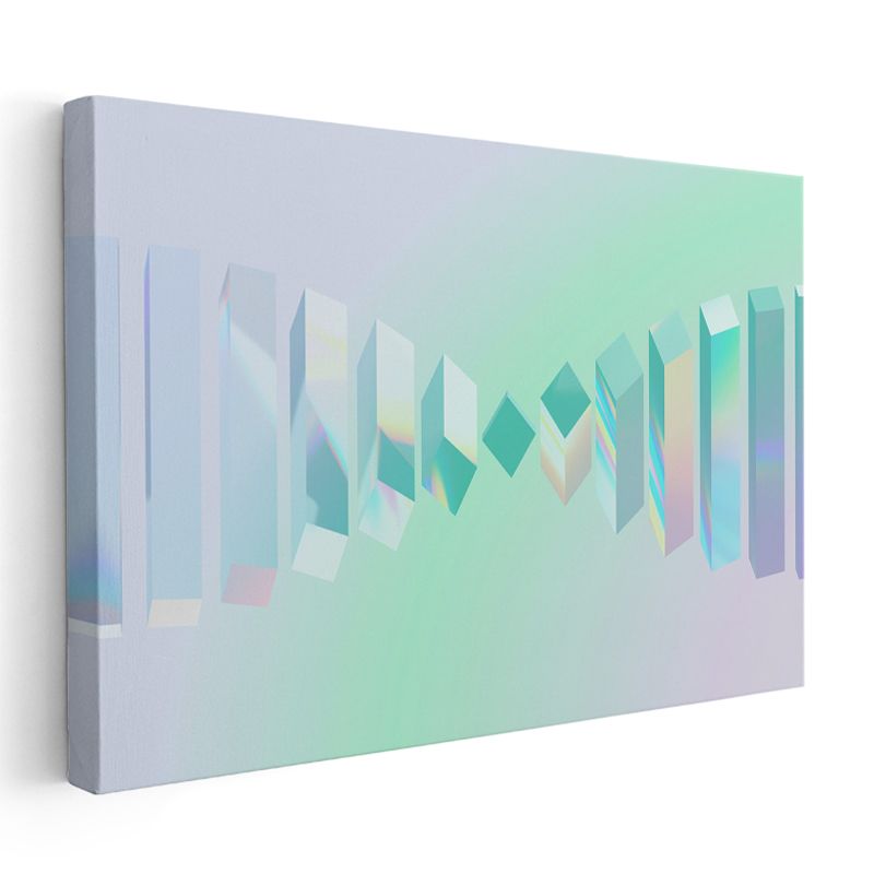 Holografik Küpler - Geometrik Mimari Soyut Kanvas Tablo