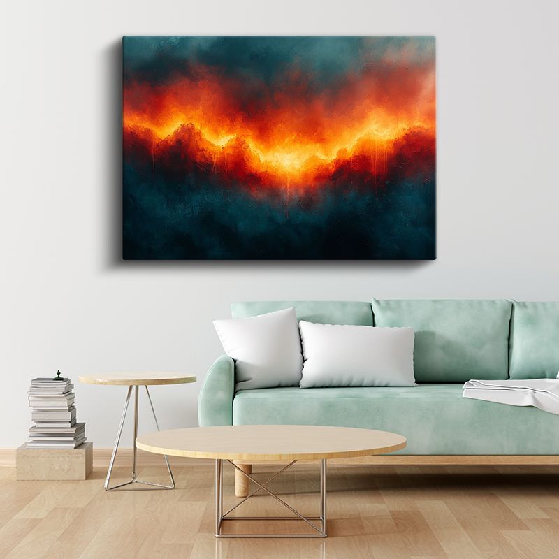 Ateş Dalgası - Dramatik Kontrast Soyut Kanvas Tablo