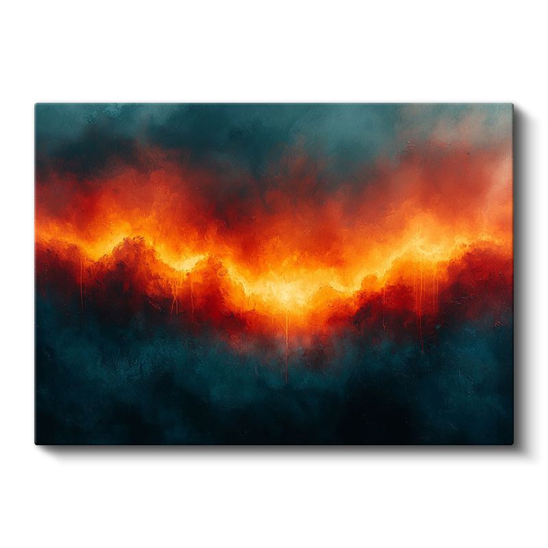Ateş Dalgası - Dramatik Kontrast Soyut Kanvas Tablo