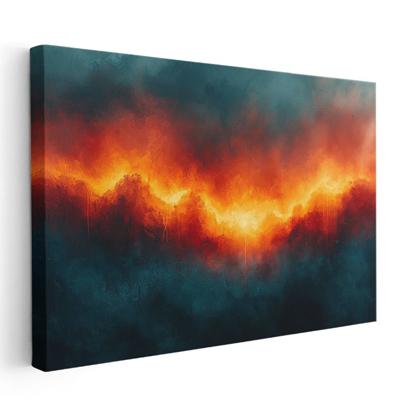 Ateş Dalgası - Dramatik Kontrast Soyut Kanvas Tablo