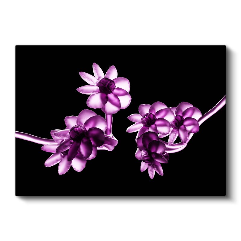 Mor Çiçekler - Dijital Flora Vektörel Kanvas Tablo