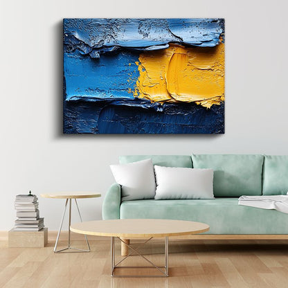 Mavi Sarı Kontrast - Tekstürel Ekspresyonist Kanvas Tablo