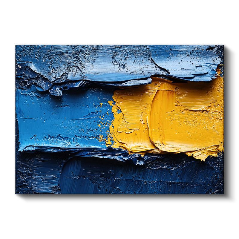 Mavi Sarı Kontrast - Tekstürel Ekspresyonist Kanvas Tablo