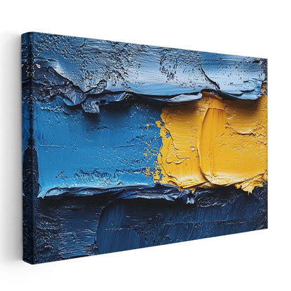 Mavi Sarı Kontrast - Tekstürel Ekspresyonist Kanvas Tablo