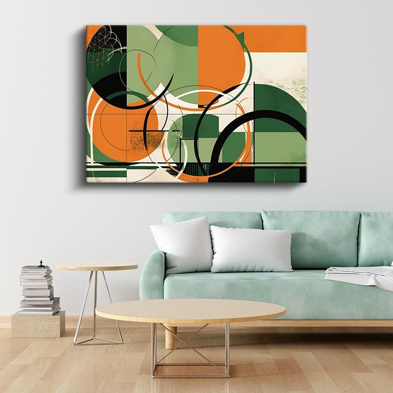 Geometrik Harmoni - Modern Çemberler Kompozisyonu Kanvas Tablo