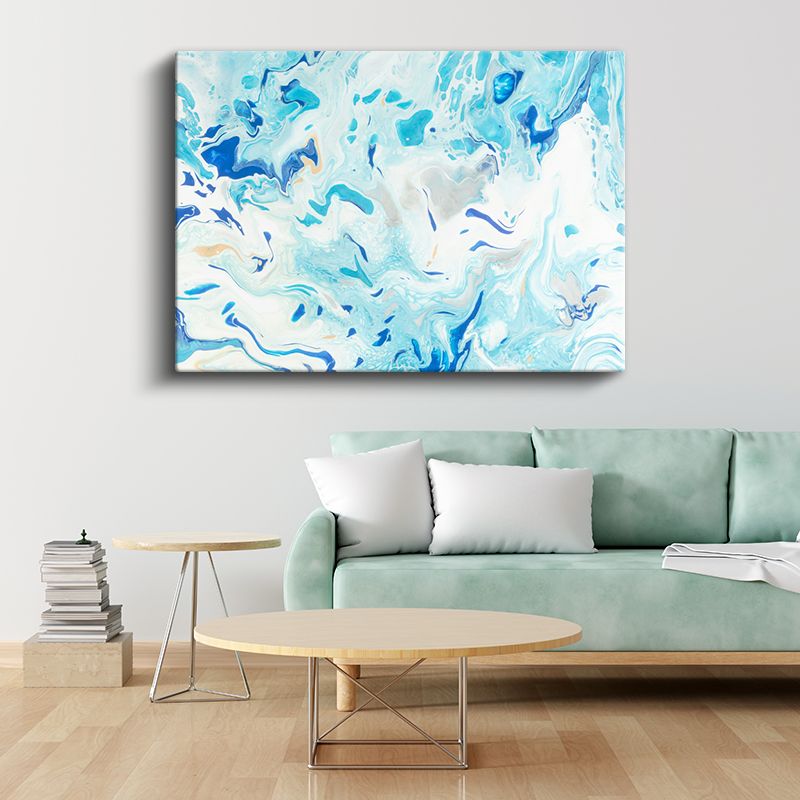 Okyanus Akıntısı - Mavi Mermer Efekti Kanvas Tablo