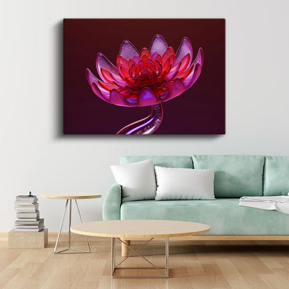 Kristal Lotus - Parlak Çiçek Vektörel Kanvas Tablo
