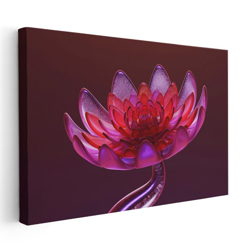 Kristal Lotus - Parlak Çiçek Vektörel Kanvas Tablo