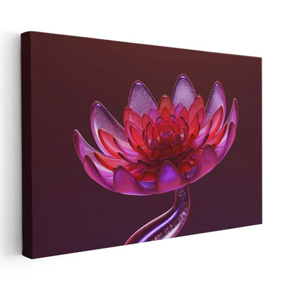 Kristal Lotus - Parlak Çiçek Vektörel Kanvas Tablo