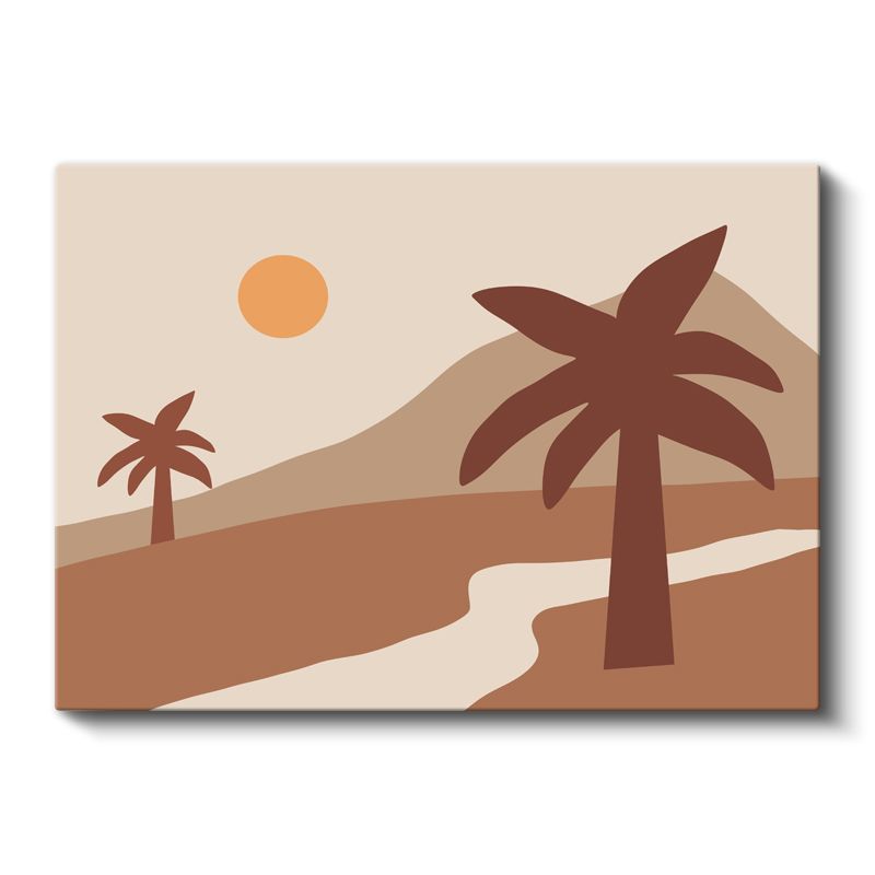Çöl Silueti - Minimalist Palmiye Vektörel Kanvas Tablo
