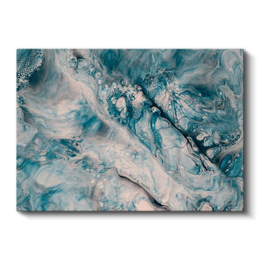 Turkuaz Mermer - Akışkan Desenler Soyut Kanvas Tablo