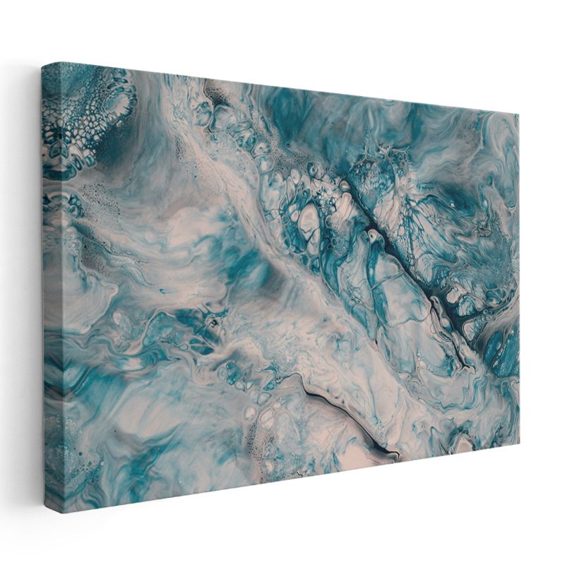 Turkuaz Mermer - Akışkan Desenler Soyut Kanvas Tablo