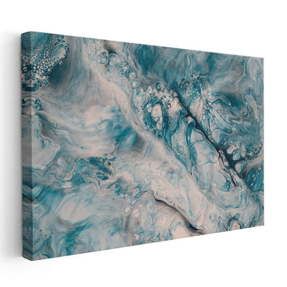 Turkuaz Mermer - Akışkan Desenler Soyut Kanvas Tablo