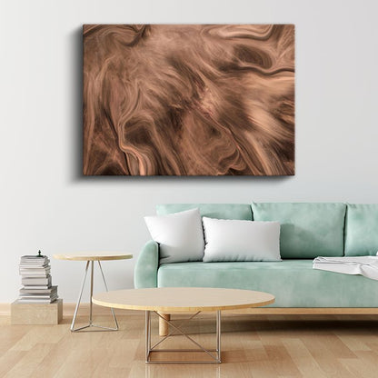 Akışkan Mermer - Kahverengi Tonlarında Soyut Dalgalar Kanvas Tablo