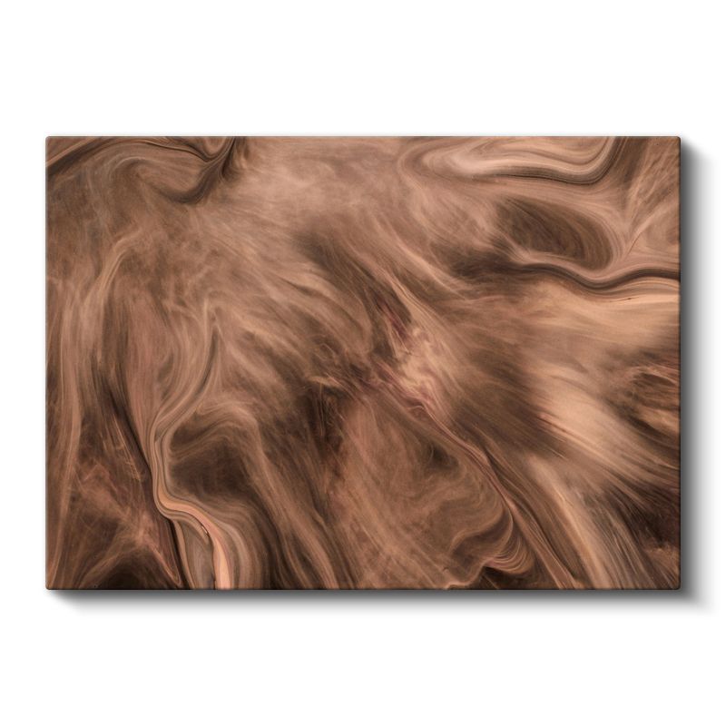 Akışkan Mermer - Kahverengi Tonlarında Soyut Dalgalar Kanvas Tablo