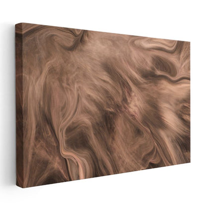 Akışkan Mermer - Kahverengi Tonlarında Soyut Dalgalar Kanvas Tablo