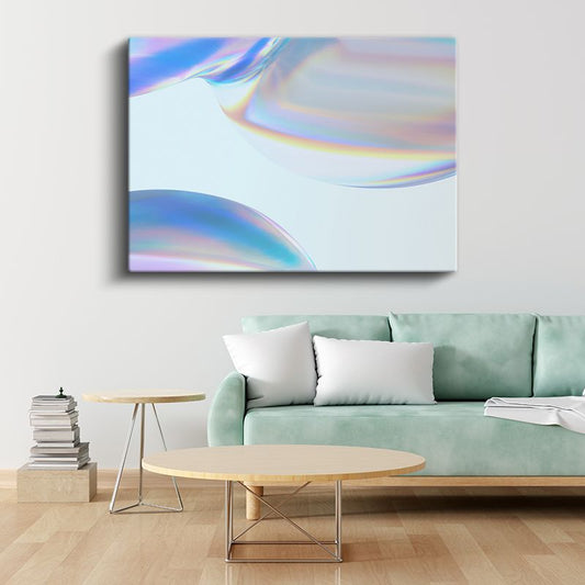 Holografik Dalgalar - Gökkuşağı Renkli Minimalist Akışkan Formlar Kanvas Tablo
