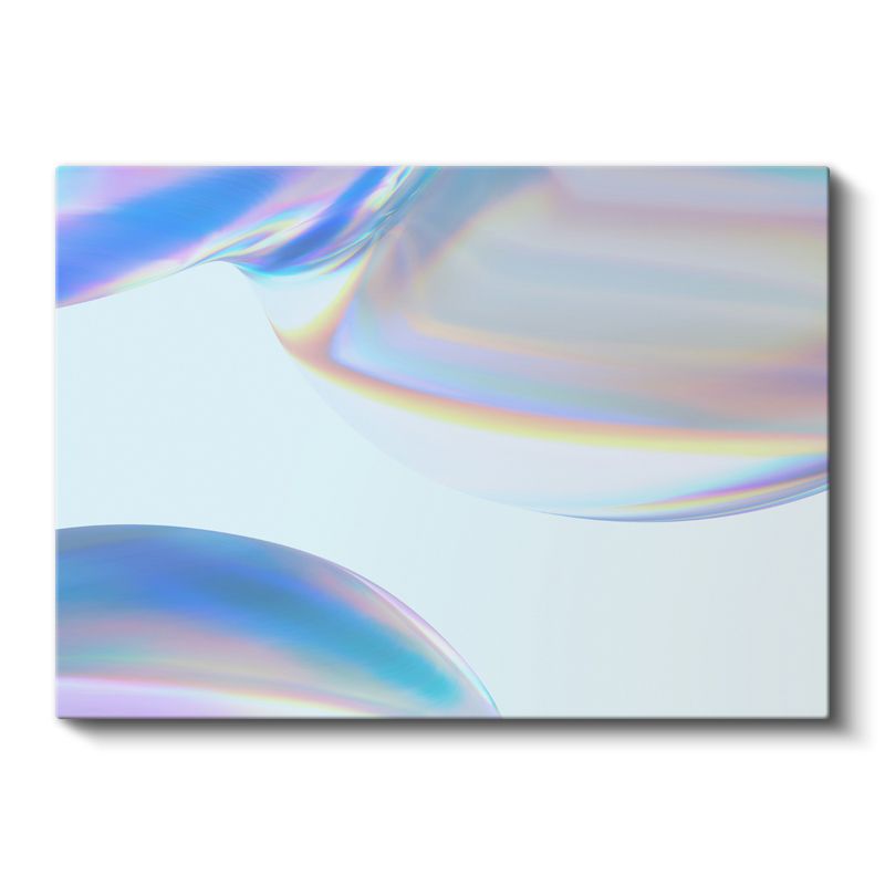 Holografik Dalgalar - Gökkuşağı Renkli Minimalist Akışkan Formlar Kanvas Tablo
