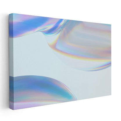 Holografik Dalgalar - Gökkuşağı Renkli Minimalist Akışkan Formlar Kanvas Tablo