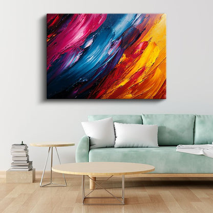 Renk Patlaması - Dinamik Fırça Darbeleriyle Canlı Soyut Kompozisyon Kanvas Tablo