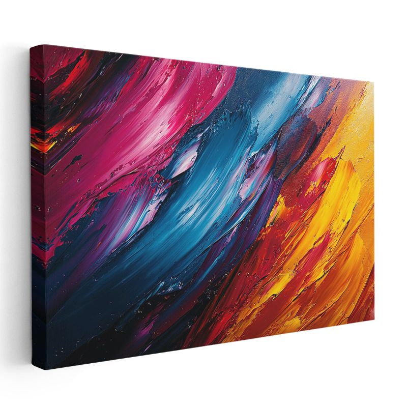 Renk Patlaması - Dinamik Fırça Darbeleriyle Canlı Soyut Kompozisyon Kanvas Tablo