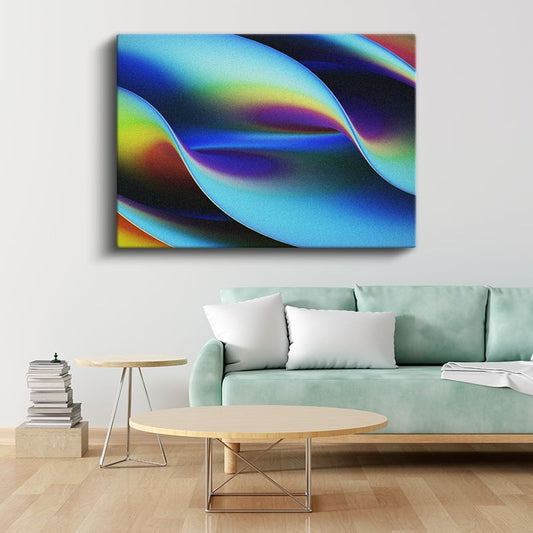 Spektrum Dalgaları - Gökkuşağı Renkli Akışkan Çizgiler Kanvas Tablo