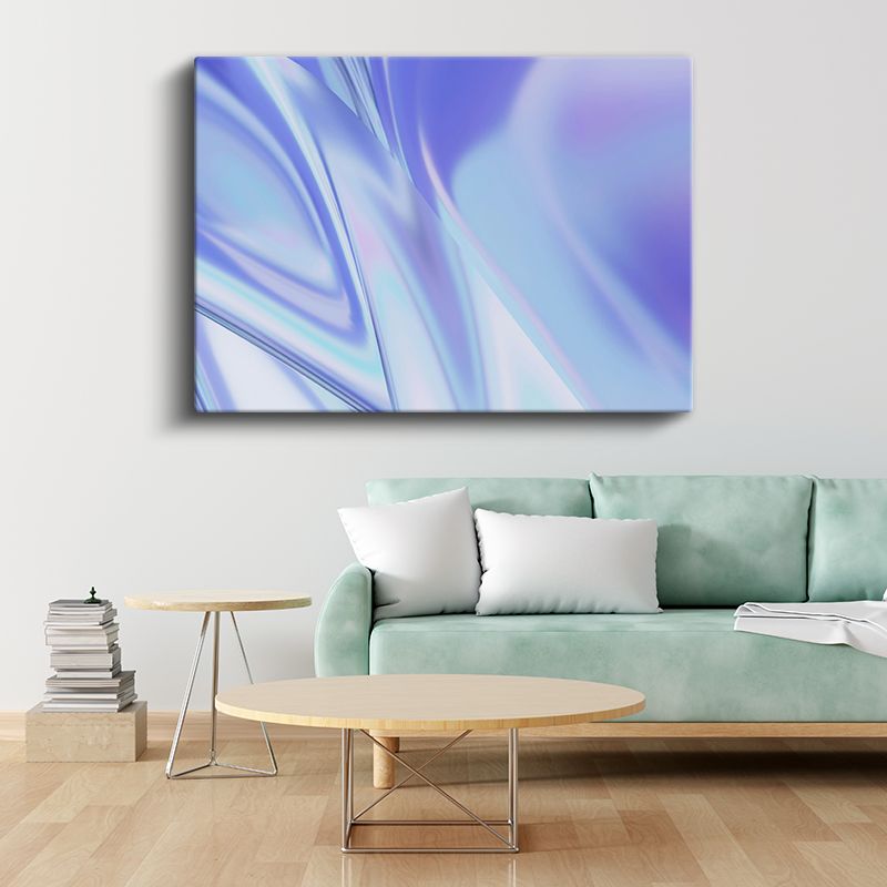 İpeksi Akış - Mavi Mor Tonlarında Parlak Soyut Dalgalar Kanvas Tablo