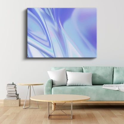 İpeksi Akış - Mavi Mor Tonlarında Parlak Soyut Dalgalar Kanvas Tablo