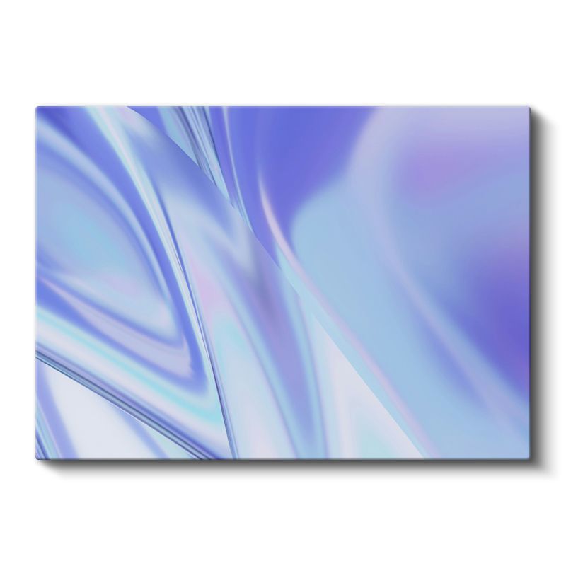 İpeksi Akış - Mavi Mor Tonlarında Parlak Soyut Dalgalar Kanvas Tablo