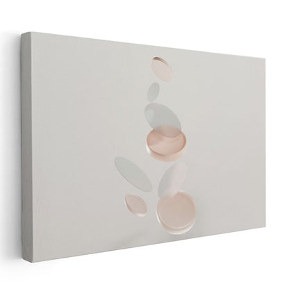 Yüzen Diskler - Pembe Gri Tonlarında Minimalist Geometrik Kompozisyon Kanvas Tablo