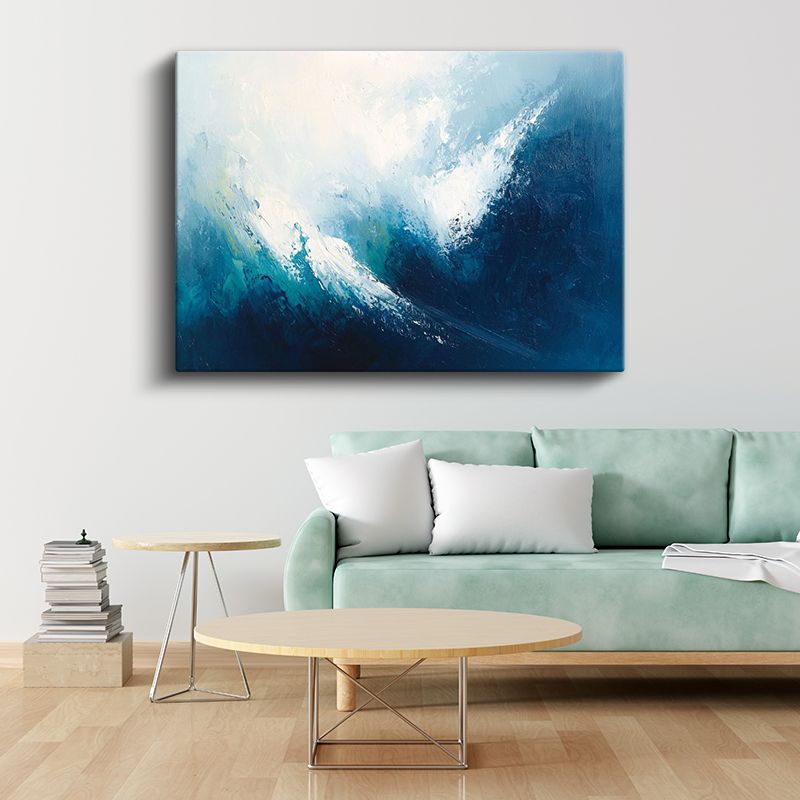 Okyanus Dalgaları - Mavi Tonlarında Dinamik Fırça Darbeleri Kanvas Tablo