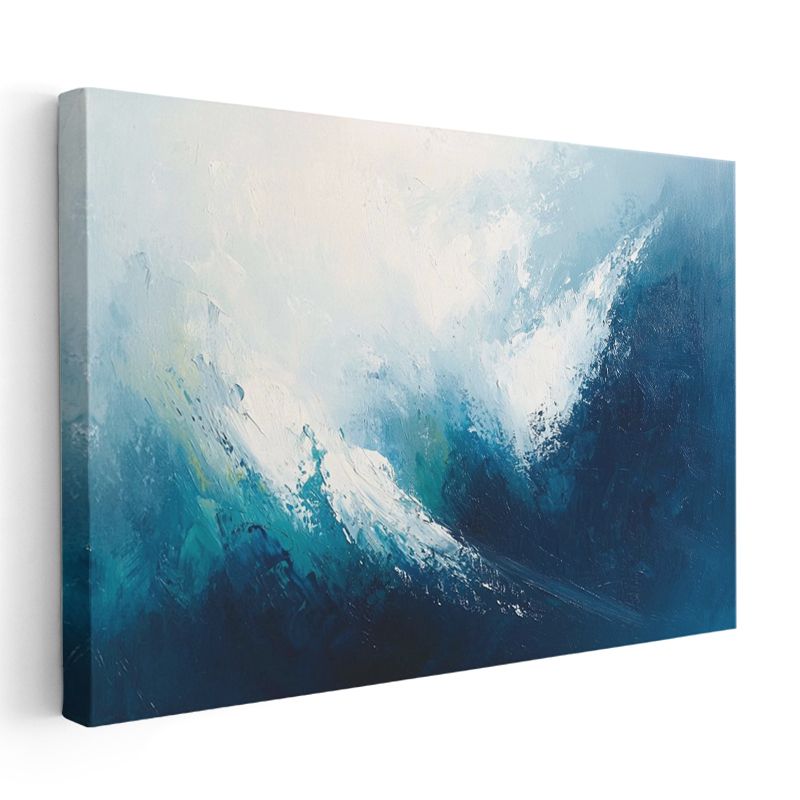 Okyanus Dalgaları - Mavi Tonlarında Dinamik Fırça Darbeleri Kanvas Tablo