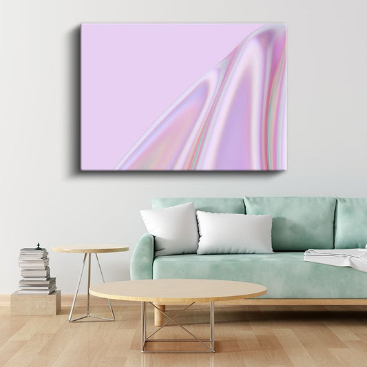 Sedefli Işık Dalgaları - Mor Tonlarında Minimalist Kanvas Tablo