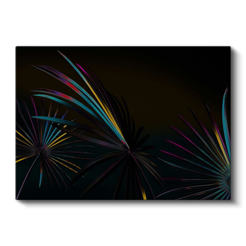 Neon Yapraklar - Karanlıkta Parlayan Vektörel Kanvas Tablo
