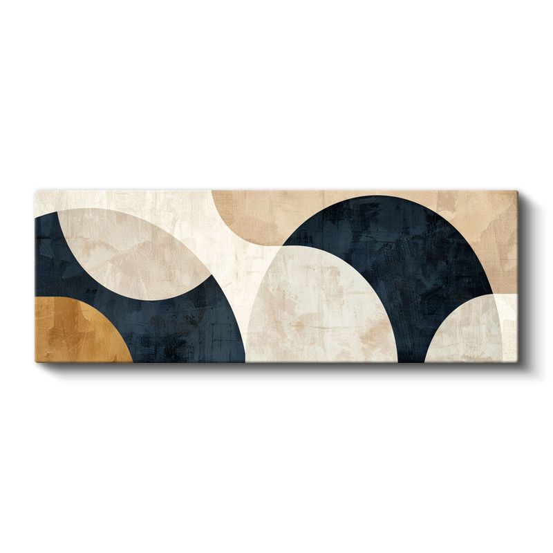 Dairesel Harmoni - Lacivert Bej Soyut Geometri Kanvas Tablo