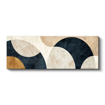 Dairesel Harmoni - Lacivert Bej Soyut Geometri Kanvas Tablo