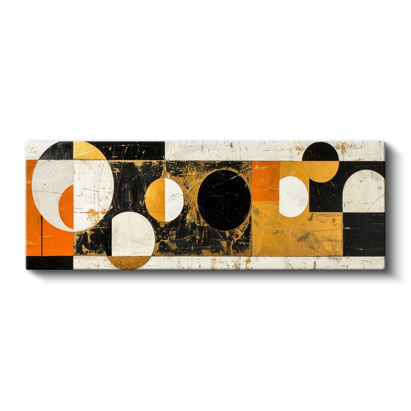 Ritimli Daireler - Turuncu Siyah Geometrik Desen Kanvas Tablo