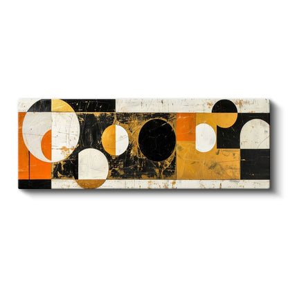 Ritimli Daireler - Turuncu Siyah Geometrik Desen Kanvas Tablo