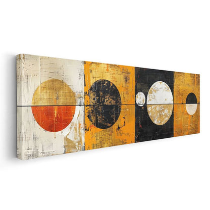 Dört Mevsim Daireler - Altın Siyah Modern Kompozisyon Kanvas Tablo