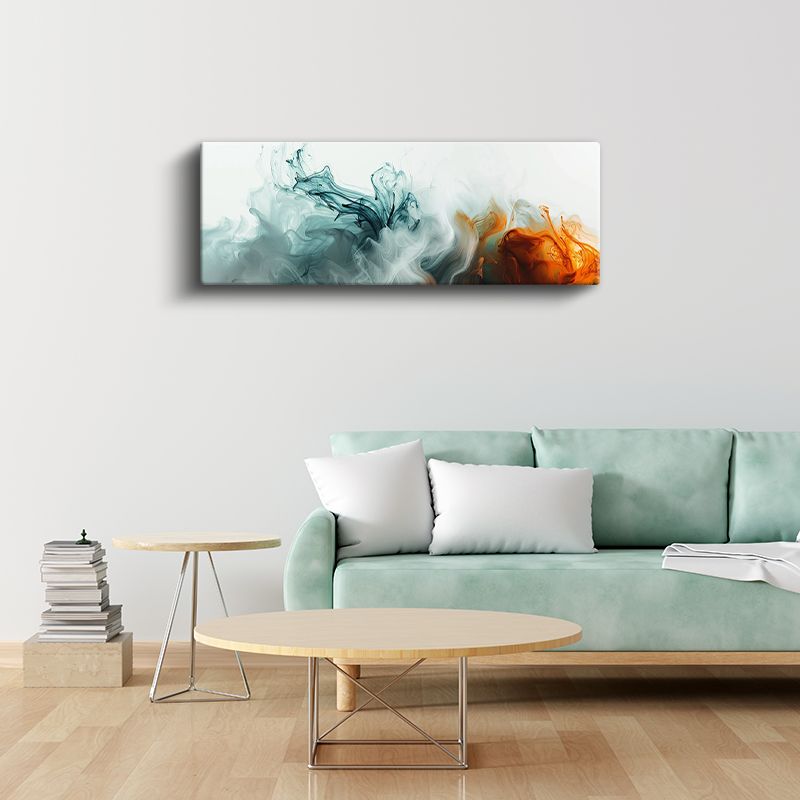 Ateş ve Buz - Turkuaz Turuncu Akışkan Sanat Kanvas Tablo