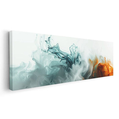 Ateş ve Buz - Turkuaz Turuncu Akışkan Sanat Kanvas Tablo