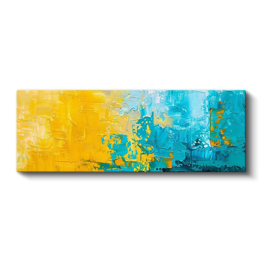 Güneş ve Deniz - Sarı Mavi Dokulu Soyut Kanvas Tablo