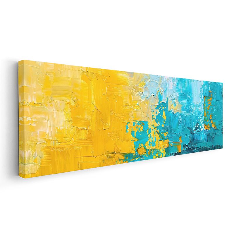 Güneş ve Deniz - Sarı Mavi Dokulu Soyut Kanvas Tablo