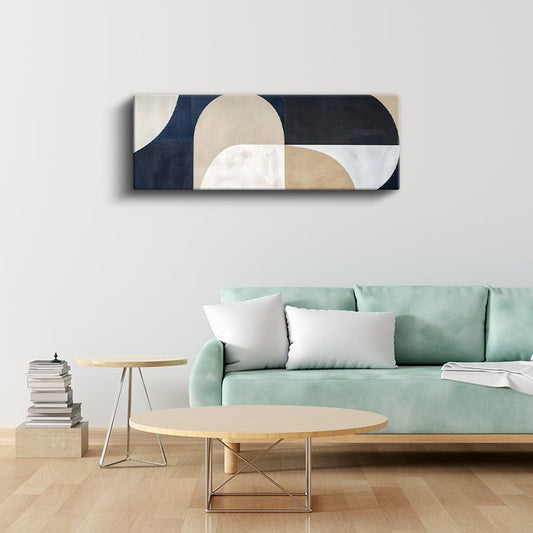 Geometrik Denge - Minimalist Yarım Daire Kompozisyonu Kanvas Tablo