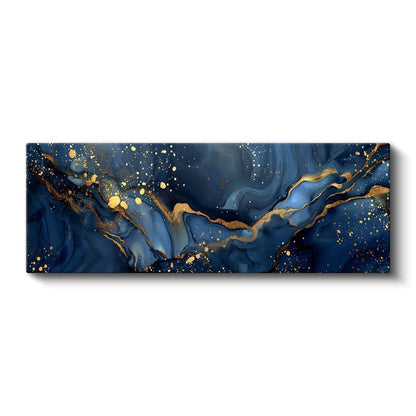 Gece Mavisi Altın Damarlar - Lüks Soyut Akışkan Sanat Kanvas Tablo