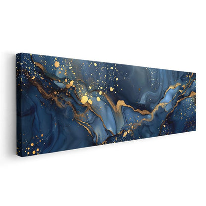 Gece Mavisi Altın Damarlar - Lüks Soyut Akışkan Sanat Kanvas Tablo