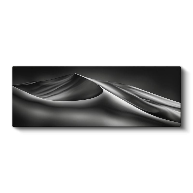 Çöl Silueti - Minimalist Siyah Beyaz Kum Tepeleri Kanvas Tablo