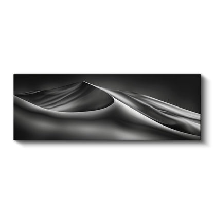 Çöl Silueti - Minimalist Siyah Beyaz Kum Tepeleri Kanvas Tablo