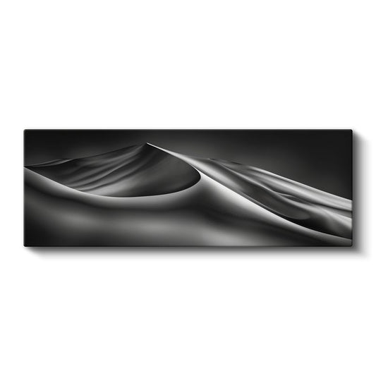 Çöl Silueti - Minimalist Siyah Beyaz Kum Tepeleri Kanvas Tablo