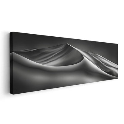 Çöl Silueti - Minimalist Siyah Beyaz Kum Tepeleri Kanvas Tablo